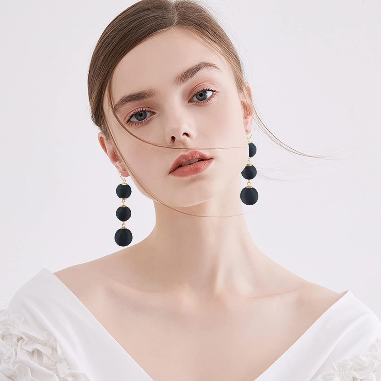 COIRIS Sequin Ball Dangle Stud Earrings for Women Beaded Statement Drop Earrings - Image 3