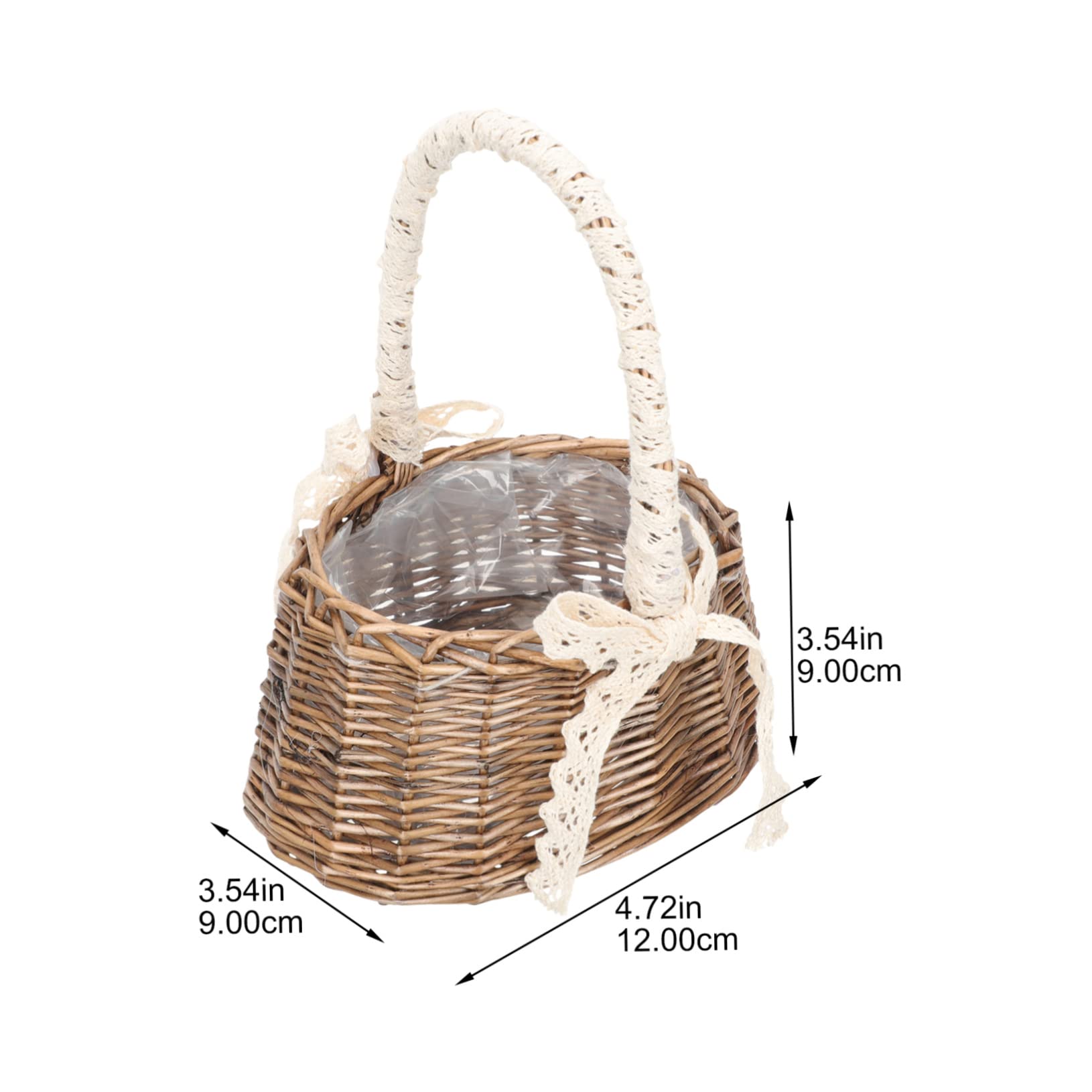 Hand Woven Flower Storage Basket Multi Functional Woven Decorative Basket with Lace for Fresh and Artificial Flowers Rustic Home Decor