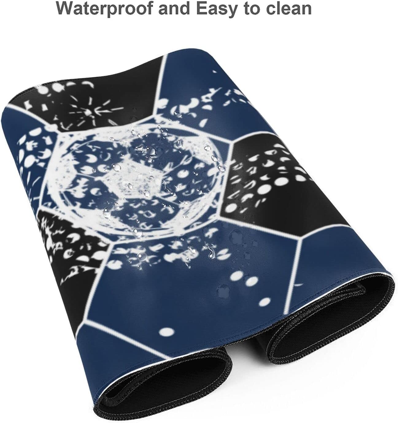 Famame Laptop Mouse Pad Abstract Grunge Soccer Ball Pattern Desk Mat with Stitched Edges 31.5X 11.8 inch Non-Slip Large Keyboard Rubber Writing Table Mat for Office Home - Image 3