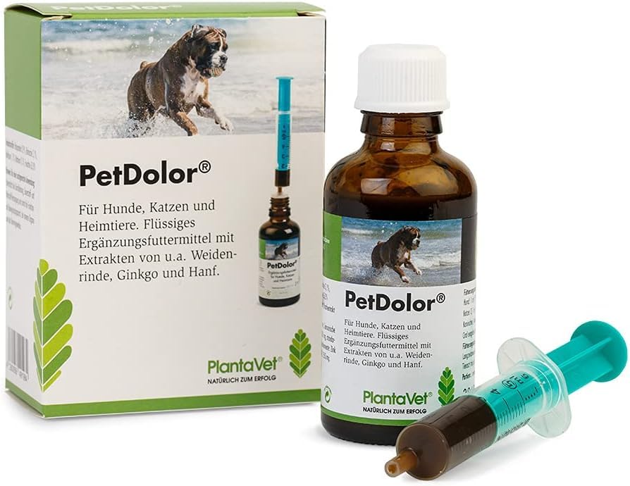 PlantaVet PetDolor | 3er Pack | 3 x 50 ml | Flüssiges Ergänzungsfuttermittel für Haustiere | Mit Weidenrinde & Hanf