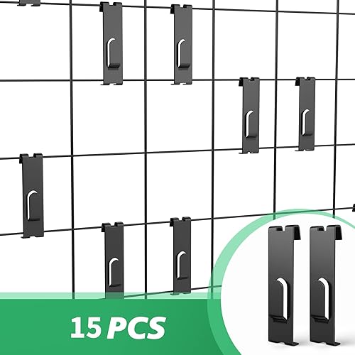 Miniatura 8 de 50 piezas de gancho de muesca para pared, colgador de cuadros de rejilla negra comercial, clavijas para panel de pared de tablero de clavijas,