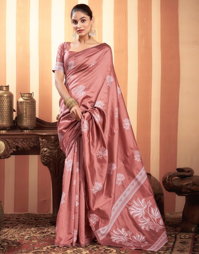 Image of SIRIL Women's Kanjivaram Soft Silk Saree Pure Silk Saree With Unstitched Blouse Piece