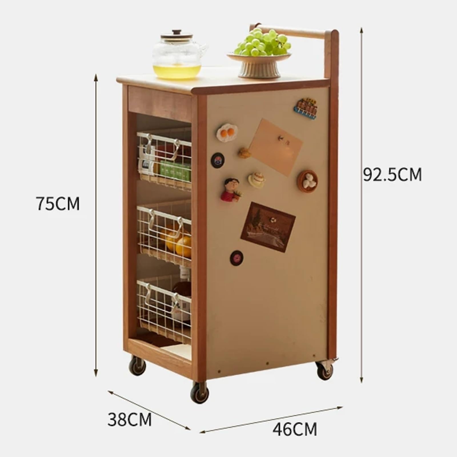 Magazzinaggio Carrello compatto con rotelle, tavolino angolare da cucina, portaoggetti for snack, soggiorno(Orange)