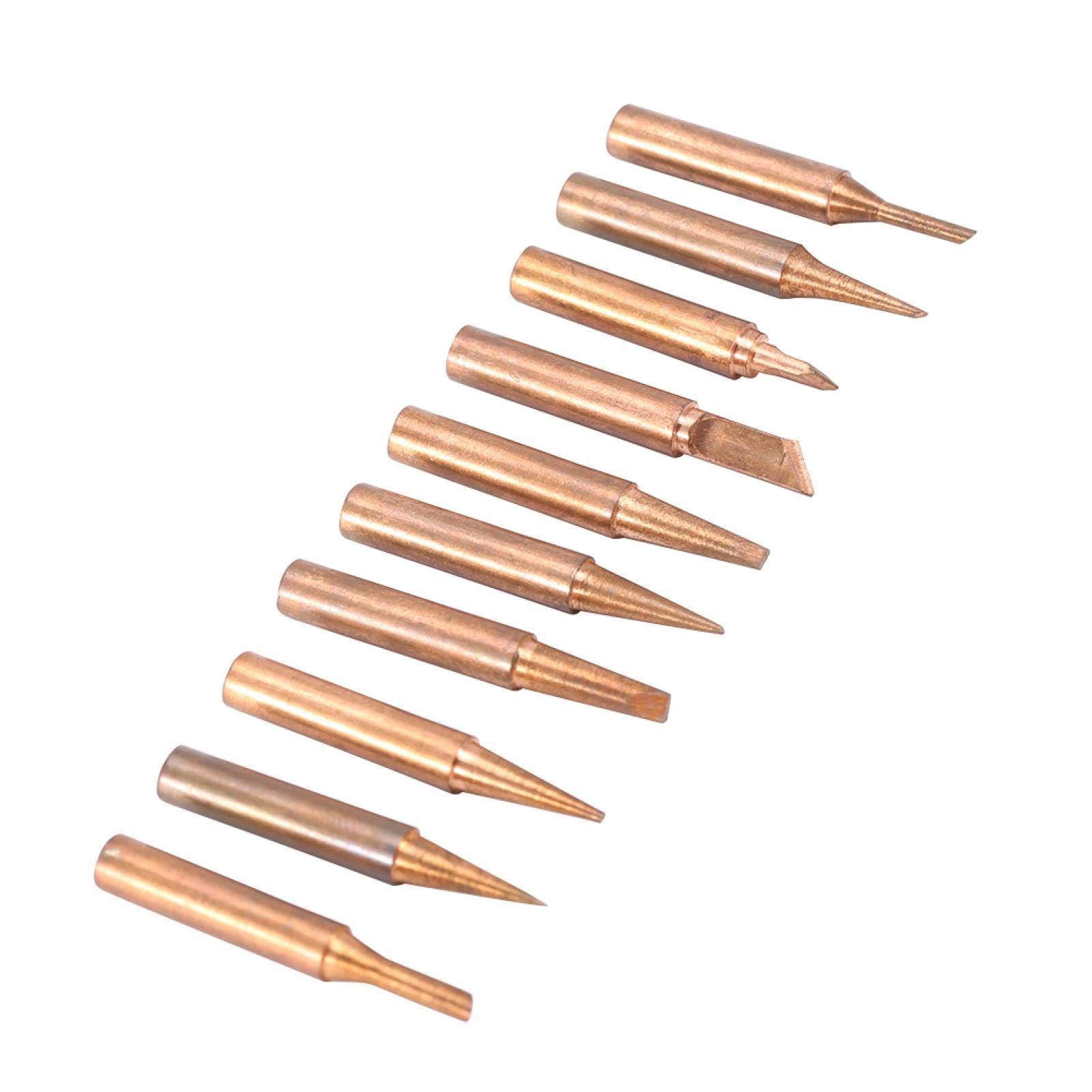 Tyenaza Kit Punta per Saldatore, 10 pezzi Punte per Saldatura in Rame Senza Piombo 900M di Ricambio per Testa di Saldatura Accessori Per Saldatore Senza Piombo Per Hakko, Radio Shack, Tenma, Atten ecc