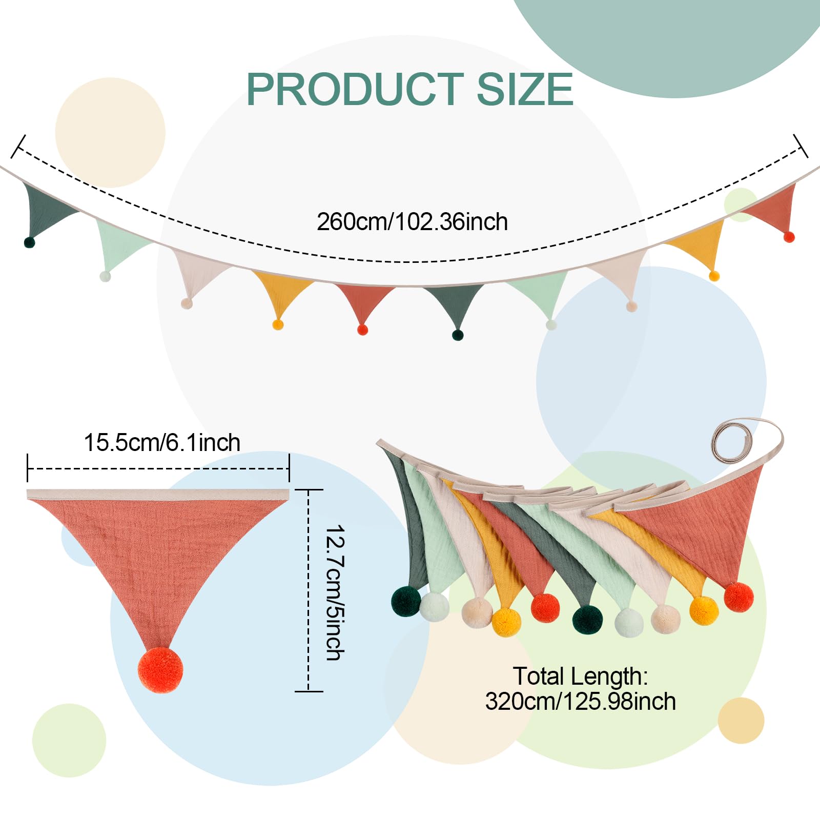 Image secondaire de Guirlande de Fanions Romon en Coton Multicolore pour Chambre d'Enfant - 2,6 M