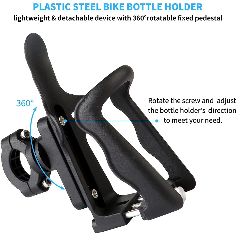 Porte-Bouteille Vélo Rotatif 360° - Support Réglable Pour Bouteille D'Eau, Compatible VTT, Route, Scooter (Noir)