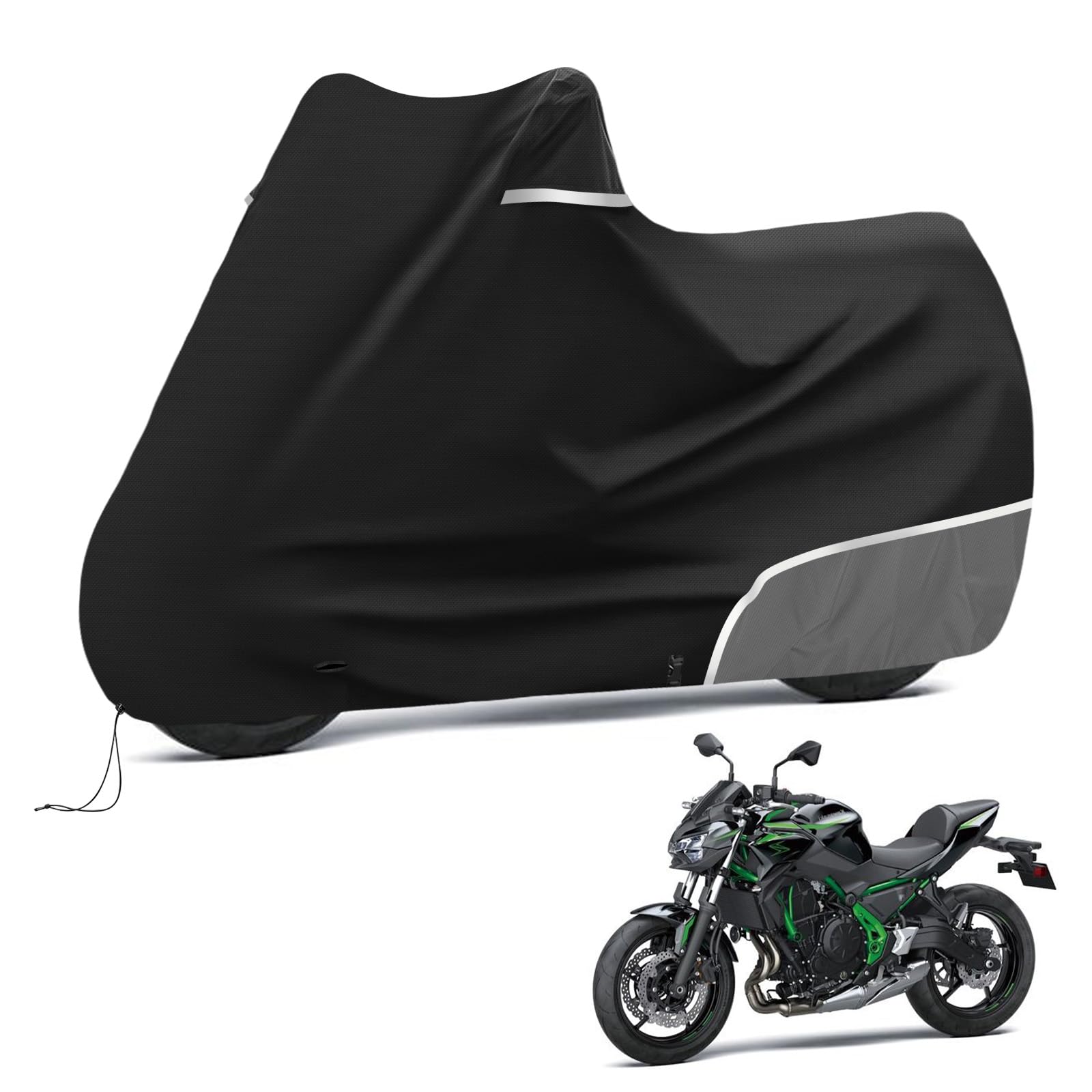 Pokrowiec na motocykl kompatybilny z Kawasaki Z650, seria Z. Zimoodporny, wodoodporny, odporny na rozdarcia i wytrzymały. Szary