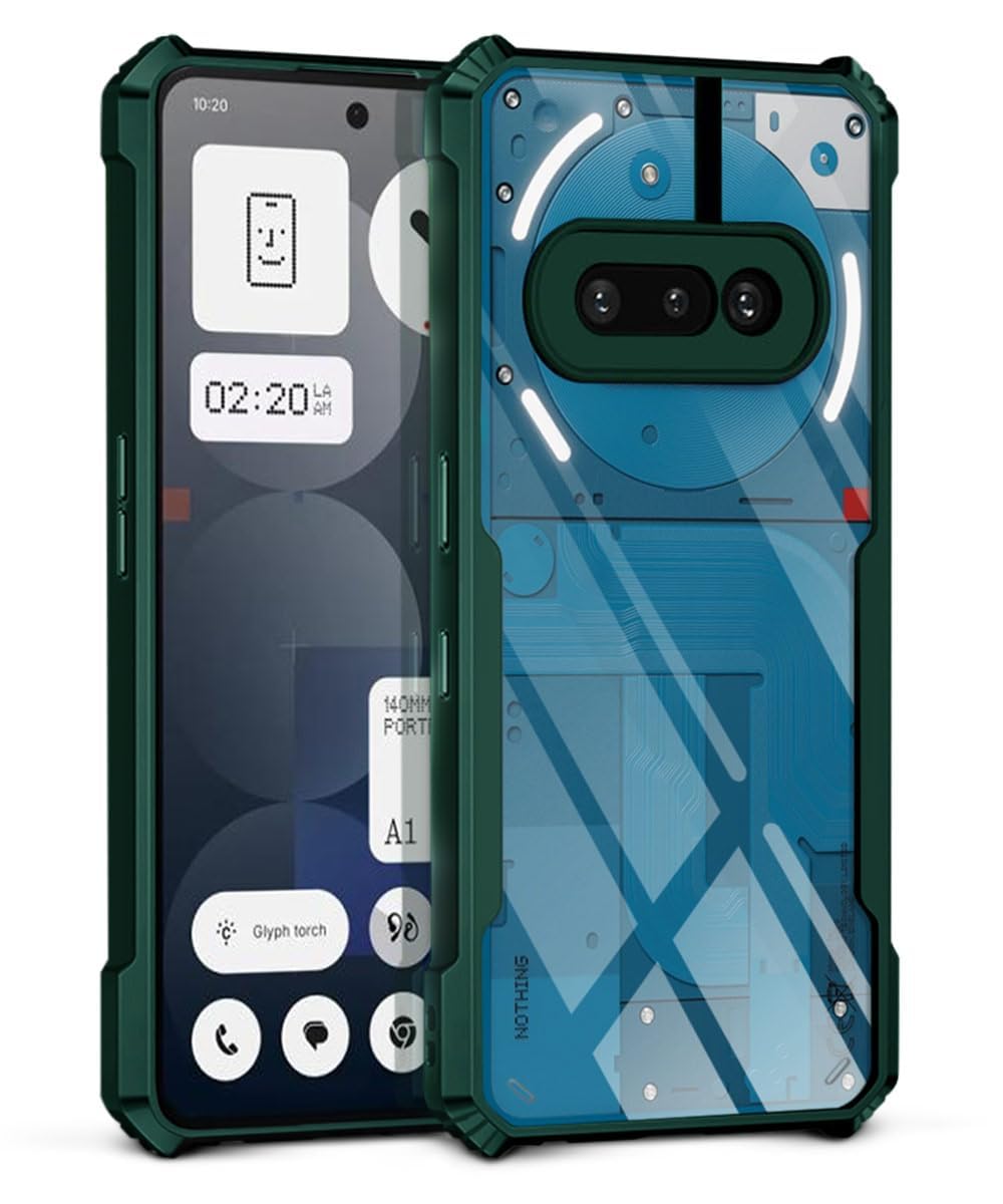 WOW IMAGINE PC,Thermoplastic Polyurethane Shock Proof Clear Protective Back Case For Nothing Phone 3A 5G-Airedge Technology|360 Degree Camera Protection|Transparent Hybrid Back Case Mobile Cover-Green