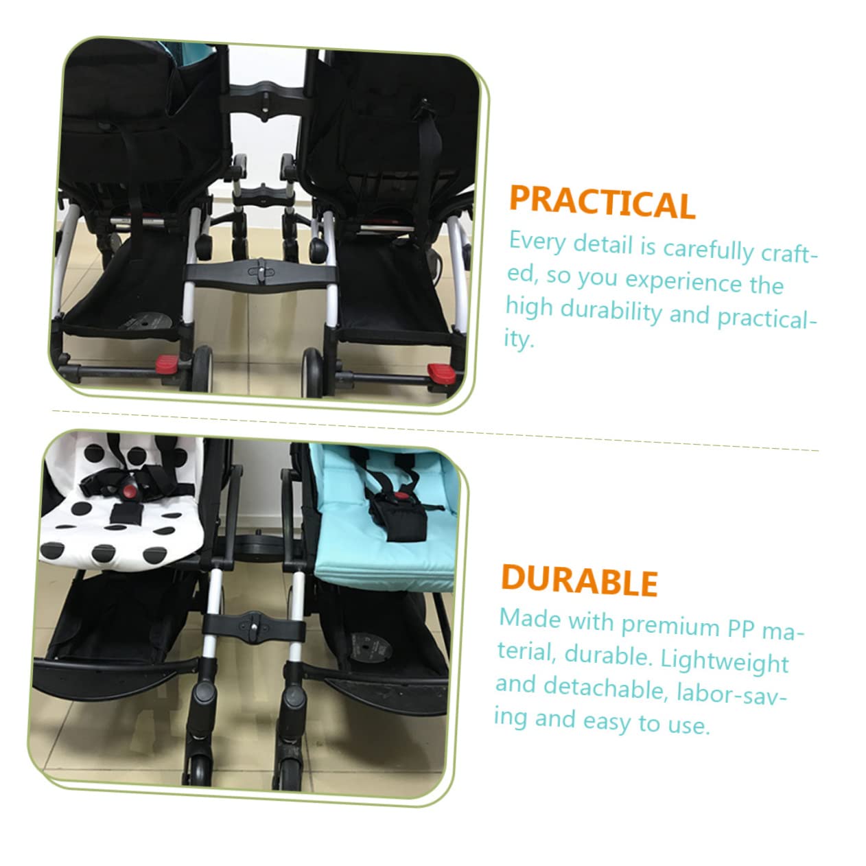 LIOOBO 3pcs Dual Stroller Connector Material Lightweight Connect Double Strollers to