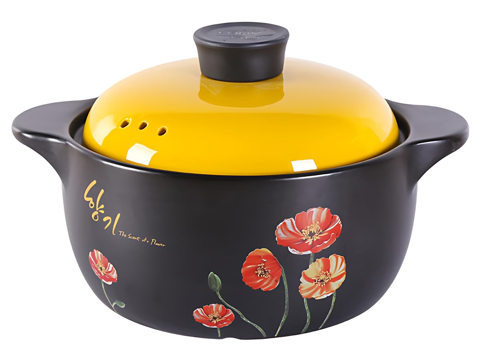 Grande casseruola in terracotta con coperchio, in ceramica naturale, antiaderente, per stufati, zuppe e porridge