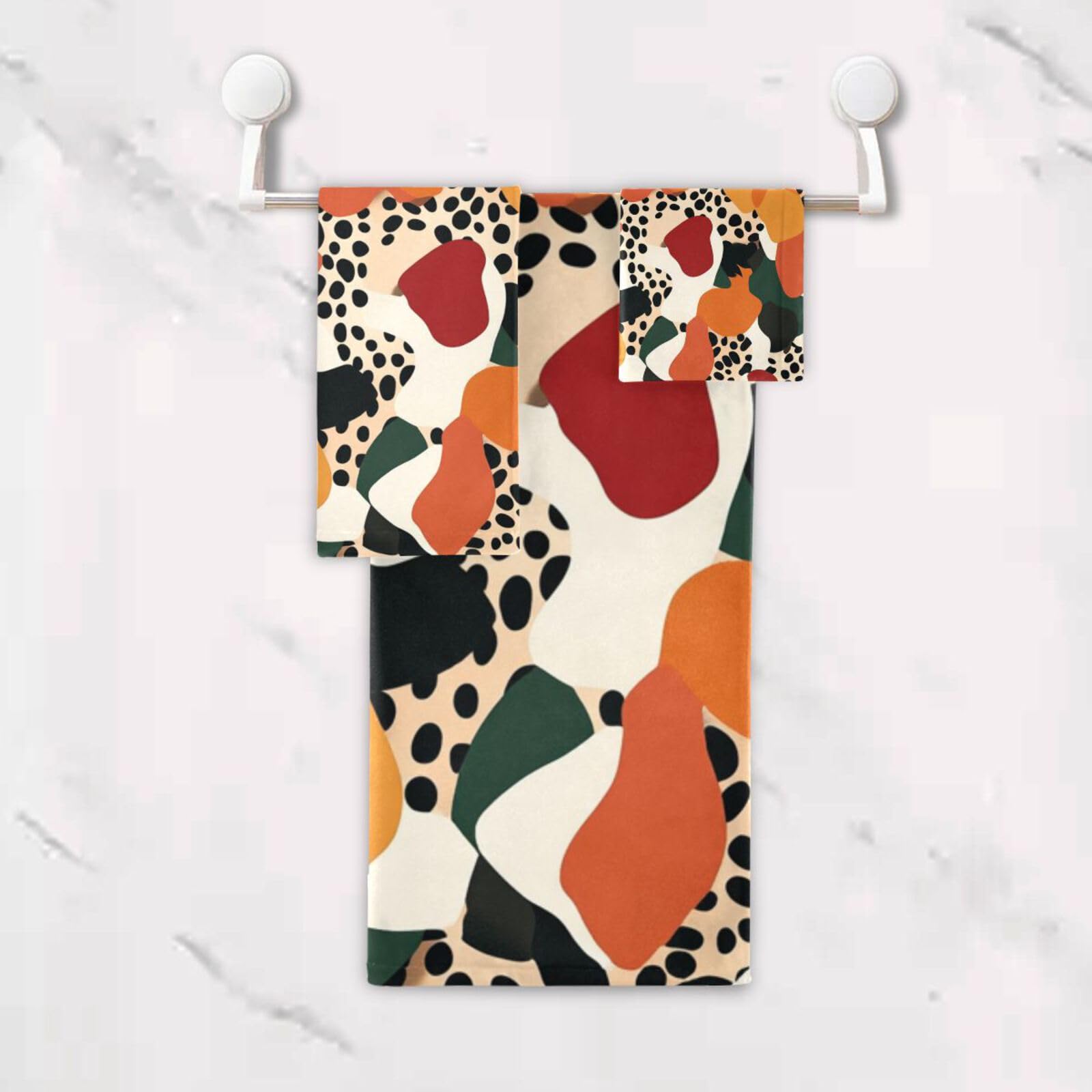 Set di 3 asciugamani per il viso con leopardo, 1 asciugamano da bagno, 1 asciugamano per le mani, 1 panno per la casa, cucina e famiglia