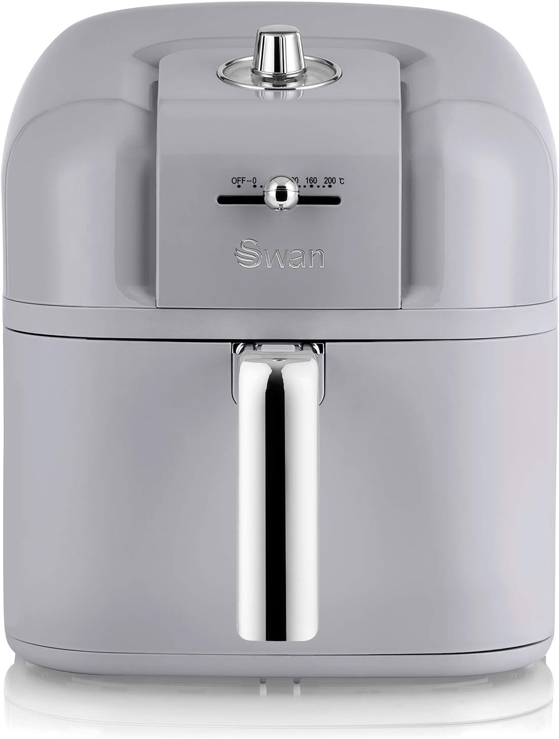 SwanSD10510GRN Retro 6L Manual Air Fryer with Rapid Air Circulation, Adjustable Temperature, 60 Minute Timer, 1800W Retro Grey