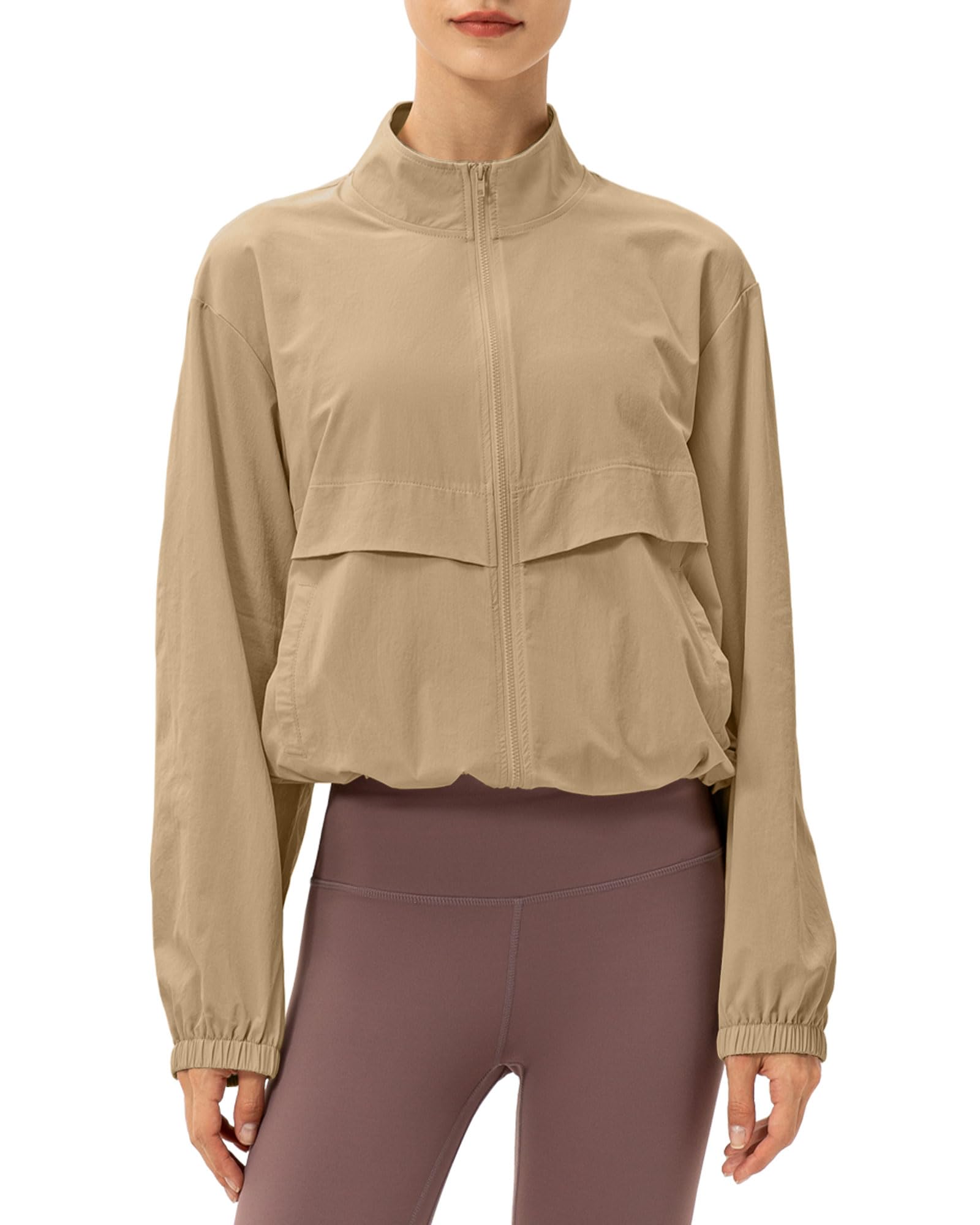Photo 1 of Locachy Women's Lightweight Athletic Jacket Khaki M