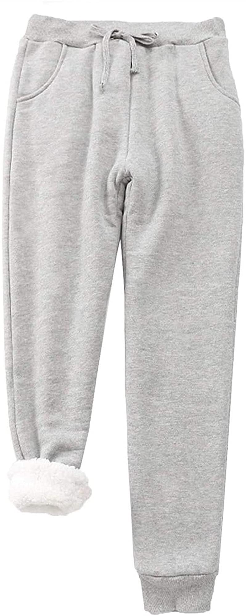 Pantalons De Survêtement Pour Femmes Avec Intérieur En Polaire Leggings Thermiques Chauds D'hiver Pantalons Survêtement Doublés Pantalons De Sport Pantalons Randonnée En Plein Air Jogging(Light gray,L