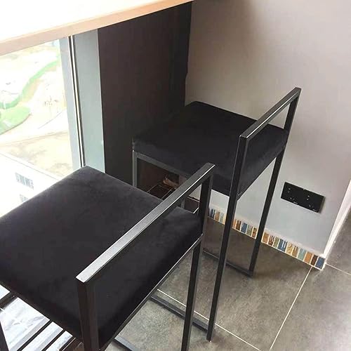 Miniatura 5 de Juego de 2 taburetes de bar giratorios de terciopelo con altura de mostrador, tapizados en gris, con respaldo para cocina, isla, pub, hogar, bar