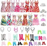 puppenklamotten nähen 【Was Si bekommen】 Paket einhält 35 Stück modische handgefertigte Puppenkleider, 12 Stück New Style Kleider Party gewachsene Outfits (Farbe zufällig) für 11,5 