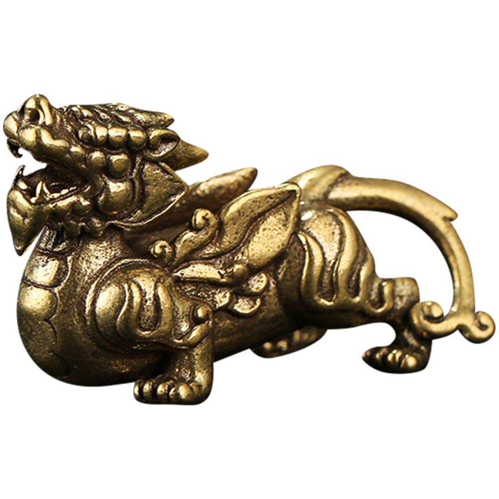 WINOMO Chinese Feng Shui Figurine Brass Pi Xiu Pi Yao Statue Sculpture Wealth Prosperity Good Luck Desktop Ornaments for Home Office Decor