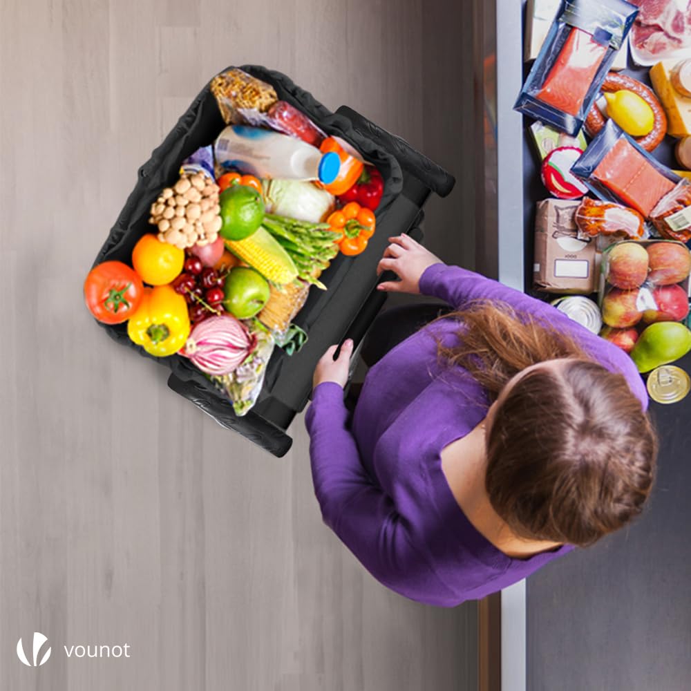 Carrello Spesa Pieghevole VOUNOT - 6 Ruote, Borsa Oxford 58L Staccabile - Leggero In Alluminio - Nero - Foto 12