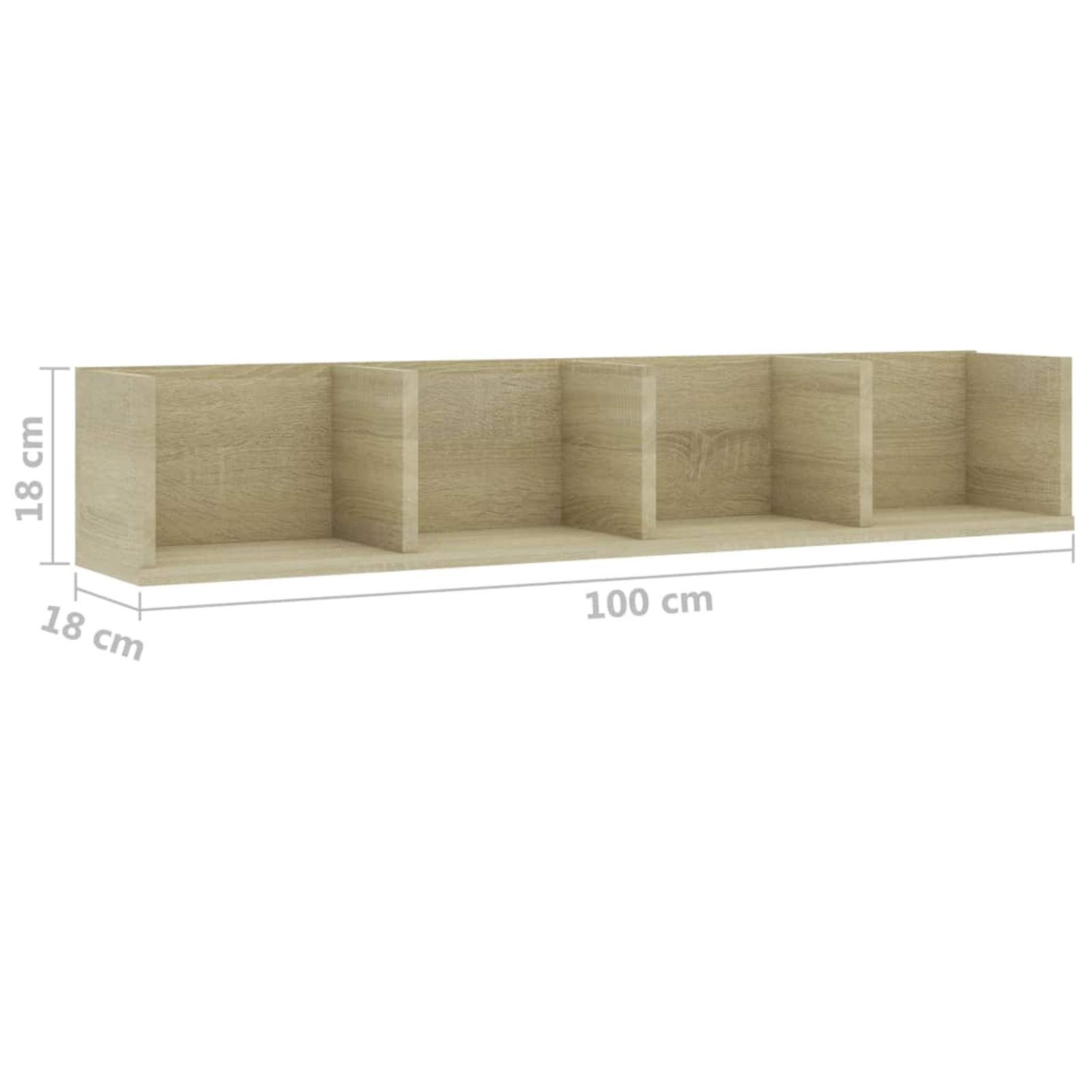 Tidyard Estantería flotante para CD y DVD, con 4 estantes, 100 x 18 x 18 cm, roble Sonoma