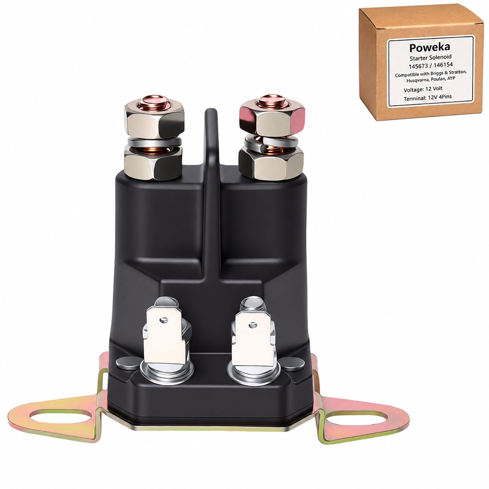 Poweka Relè Solenoide Starter Compatibile con Briggs & Stratton Hus-Husqvarna Poulan AYP 145673 146154 12V
