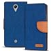 Produktbild Conie Wiko Tommy Hülle für Tommy Tasche, Textil Denim Jeans Look Booklet Cover Handytasche Klapphülle Etui mit Kartenfächer, Blau