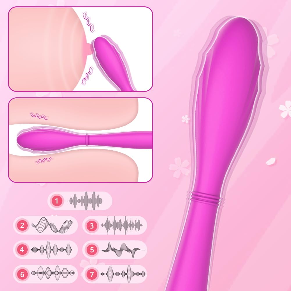 Vibratore di coppia vibratori partner, vibratori di coppia doppio dildo per lei clitoride e punto G stimolatore silicone coppia vibratore giocattolo del sesso con 7 modalità di vibrazione