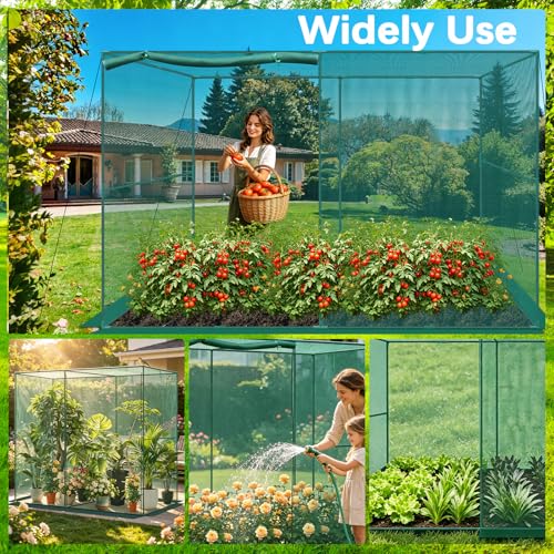 6.5 x 10 x 6.5 ft Crop Cage Plant Protection Tent with Zippered Doors, Wind-Resistant Tall Crop Cage, Easy to Install Protection Garden Cages Tomato Plant Netting for Garden Patio Lawn by Gleom - Used condition - Image 6