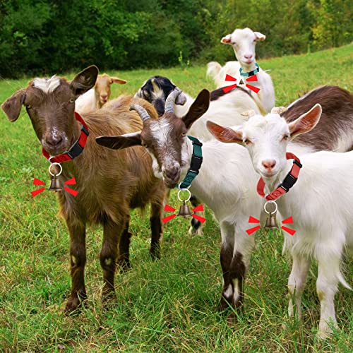 Silkfly 16 Sets Goat Collars With Bells Horse Sheep Grazing Bells Adjustable Nylon Dog Bell Collar With Quick Release Buckle Anti Lost Pet Collar With Copper Bell For Small Farm Animal Accessories #TOP6