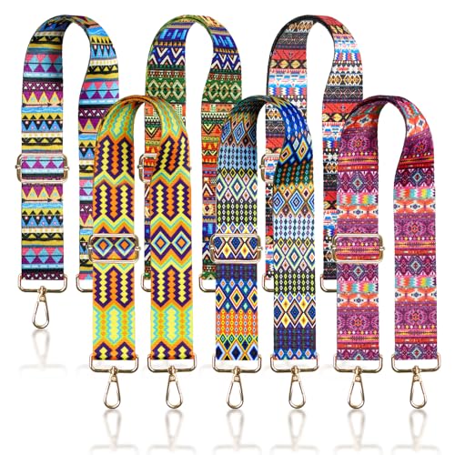 Grosun 6 Pieces Purse Straps Replacement Crossbody Straps for Purses 1.5 Inches Purse Strap Purse Replacement Straps for Handbags Shoulder Strap (Folk Style)