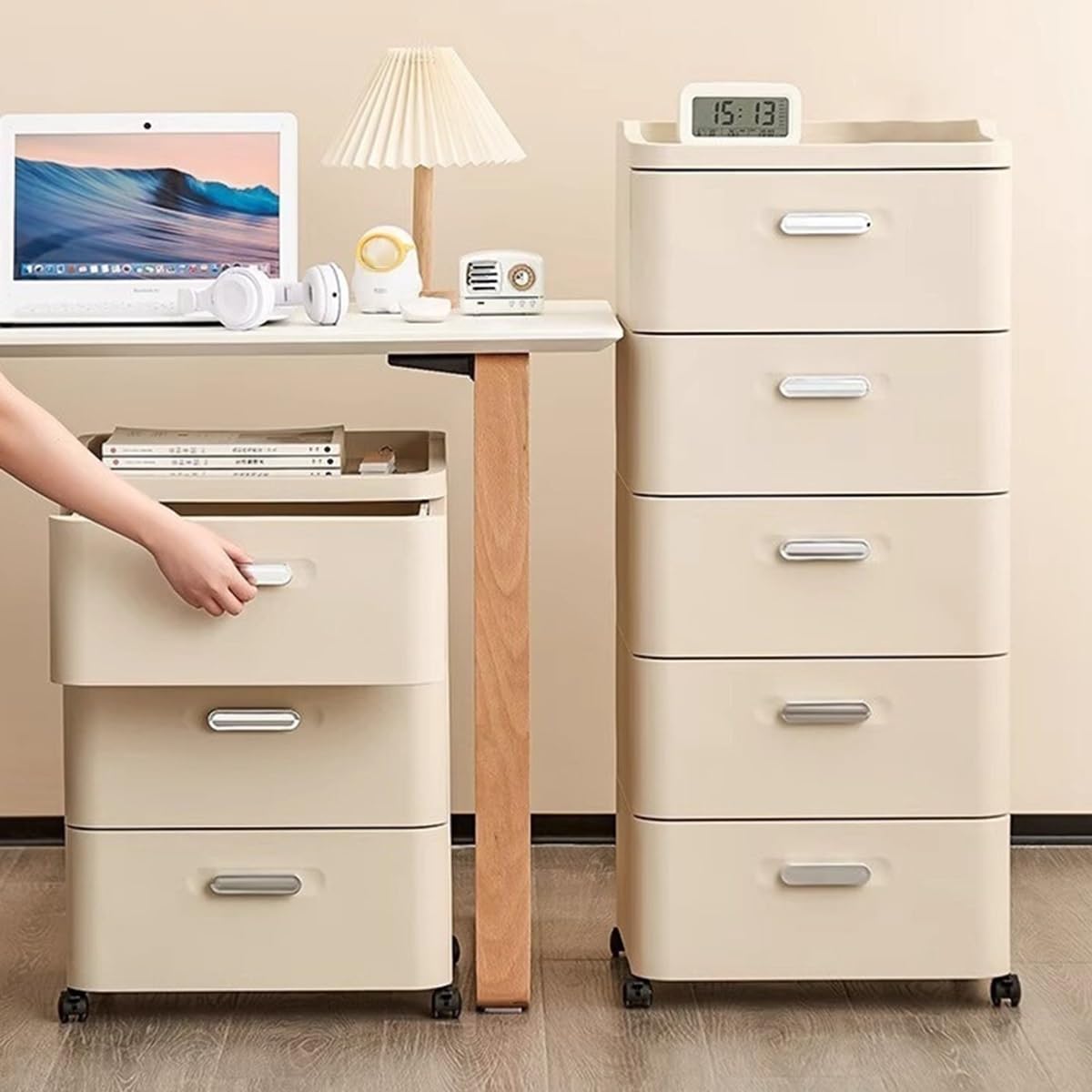 Armoire de classement verticale avec 2/3/4/5 tiroirs pour bureau à domicile, support d'imprimante à roulettes avec armoire de rangement sous le bureau