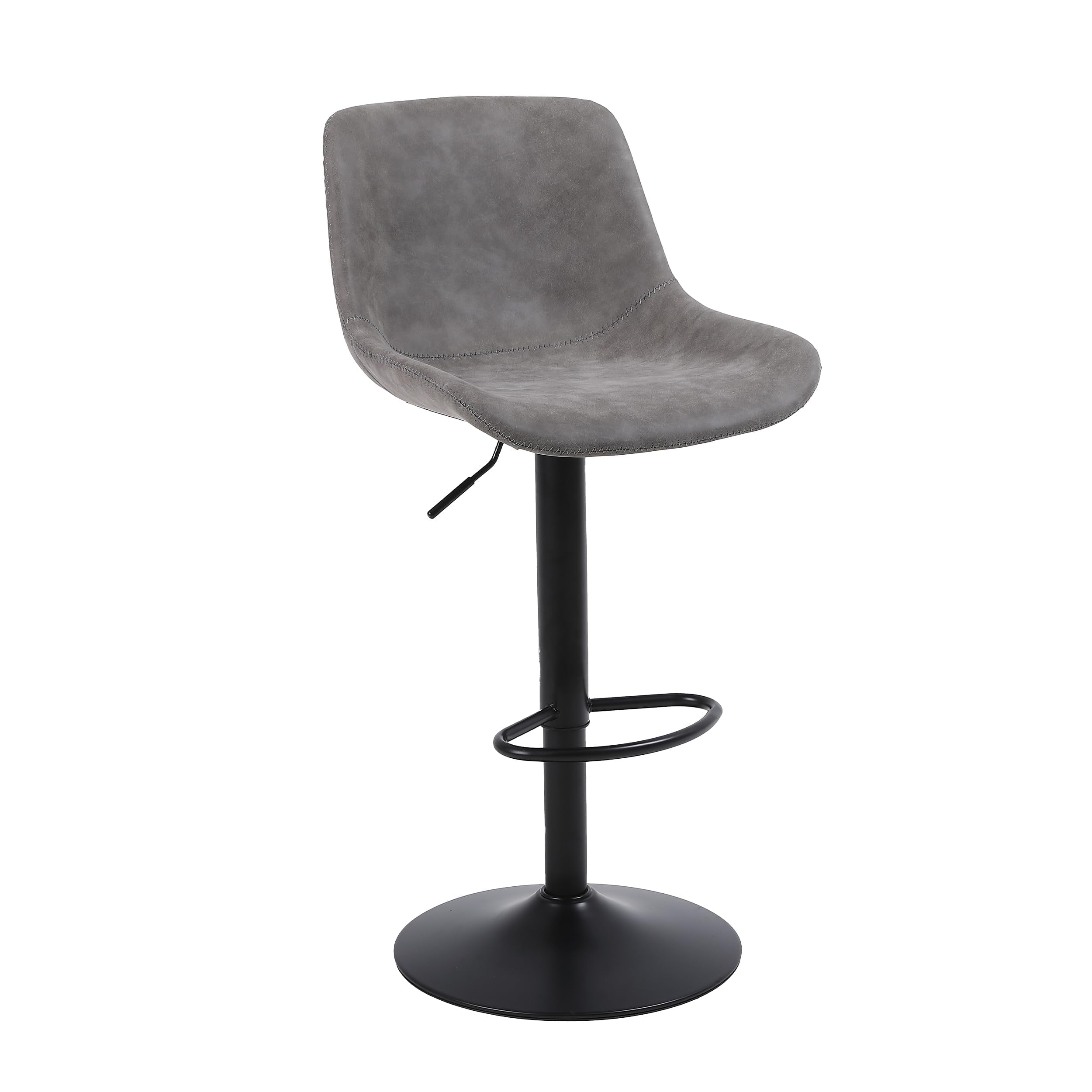 Ermnois Taburete de Bar, Taburete Giratorio con Respaldo, sillas de Bar Modernas Ajustables, Taburete Alto sin Brazos de Piel sintética para Isla de Cocina, Color Gris