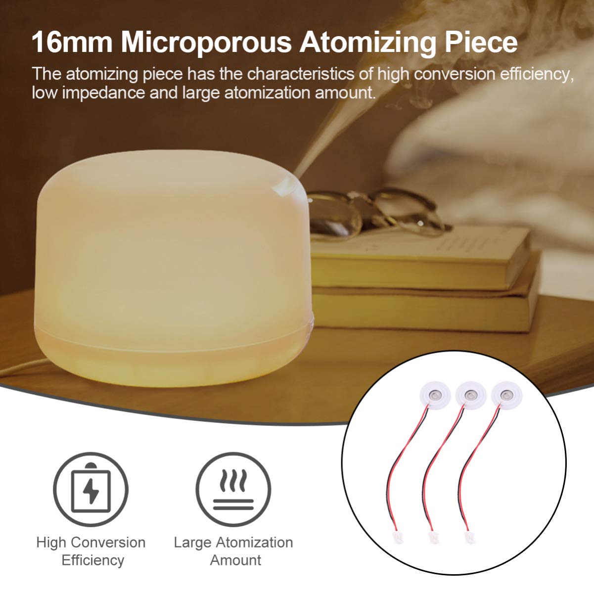 5 pezzi Nebbia Maker Macchina Nebbia Dischi In Ceramica Umidificatore Ricambi Umidificatore Accessori 16Mm, bianco, 12 × 2 cm