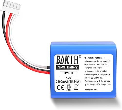 Miniatura 2 de BAKTH Batería de repuesto NiMH de capacidad real 2200mAh 7.2V para aspiradora iRobot Braava 380, 380T, 390T, menta 5200, 5200B, 5200C
