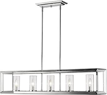 Golden Lighting 2074-LP CH-CLR Smyth Linear Pendant, Chrome- Pendant Lighting, Pendant Light, Ceiling Light, Pendant Lights Kitchen Island, Pendant Light Fixtures