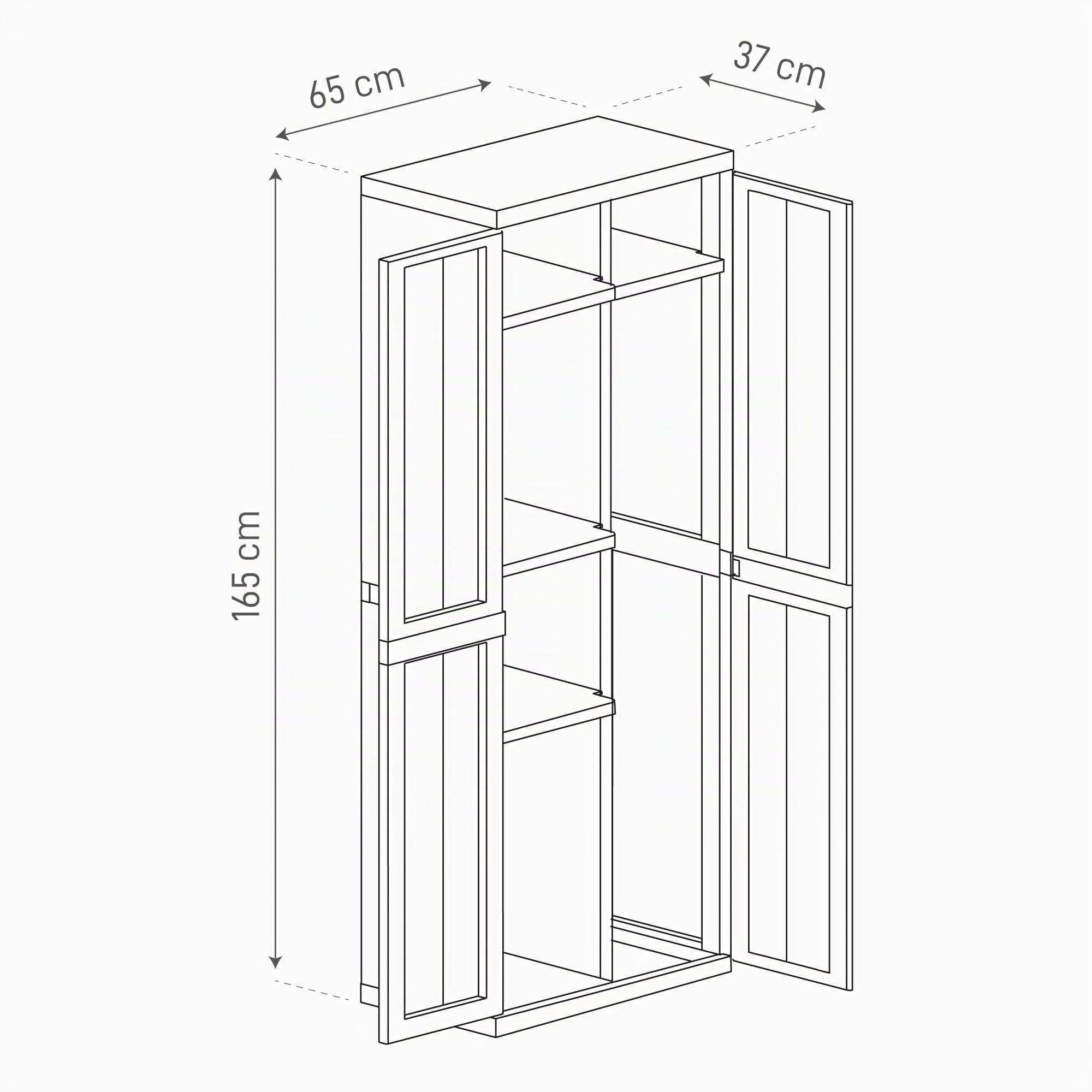 Toomax Armadio Trend Midi Portascope nero/grigio basalto con 4 ripiani regolabili, 65x37x165h cm in plastica riciclata, portattrezzi resistente ideale per garage e spazi esterni