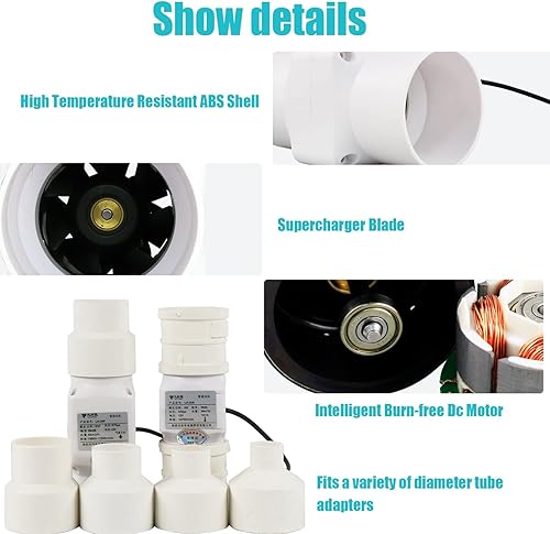 Miniatura 6 de Ventilador de conducto pequeño de 2 pulgadas, extractor en línea de 6 W, 12 V, difusor de circulación de aire, soplador de escape, ventiladores de