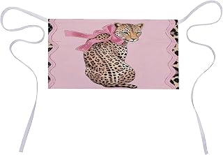 Leopard Cheetah Bow Aprons Half-body Apron | Half-body waterproof apron Waitress Apron With 3 Pockets ,work apron for kitchen/cooking/dish-washing/garden