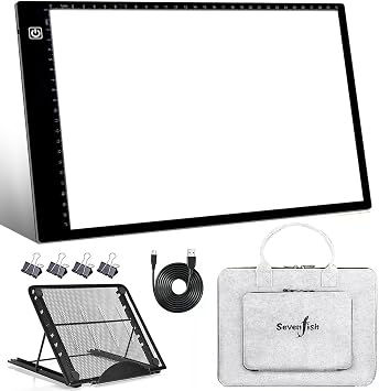 SevenFish Diamond Painting Accessories A4 Light Pad, Upgraded Light Board High Brightness No Black Dots Diamond Art Light Box for Diamond Painting Tools, Tracing/Drawing/Craft/Animation/Weeding Vinyl