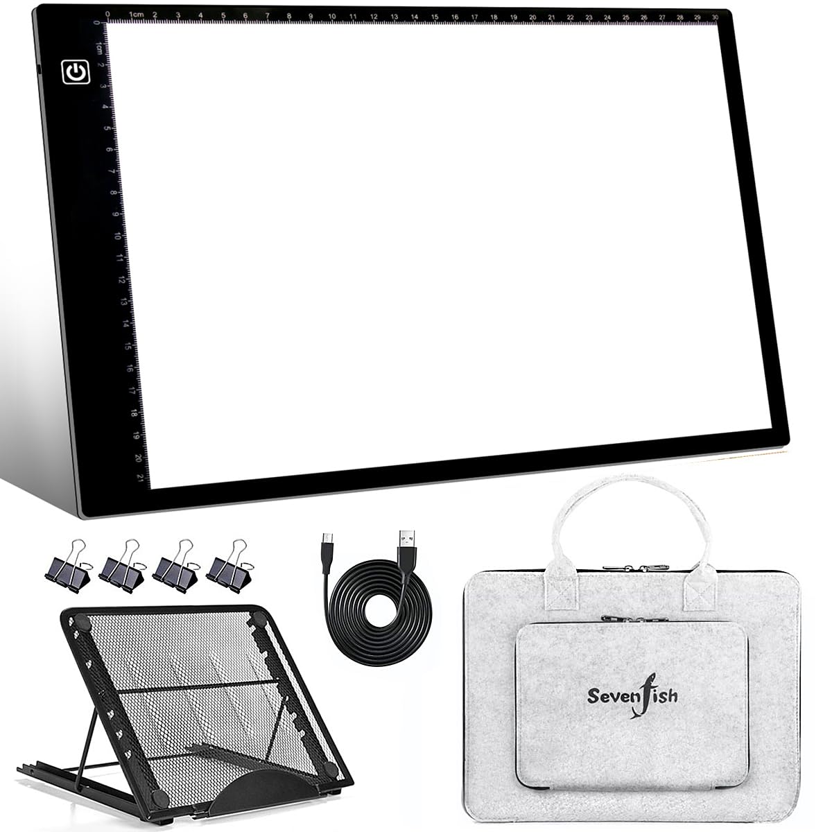 SevenFishDiamond Painting Accessories A4 Light Pad, Upgraded Light Board High Brightness No Black Dots Diamond Art Light Box for Diamond Painting Tools, Tracing/Drawing/Craft/Animation/Weeding Vinyl