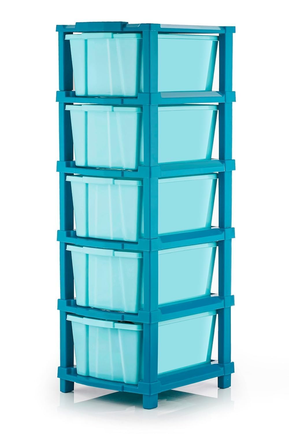 TEKCOOL Plastic Drawer Organizer Self Standard Rectangular Multi Purpose Modular Drawer System Large Chest of Drawer Organizer for Home Office,Product Dimension When assembeled (5XL, Blue hex);--picture-26