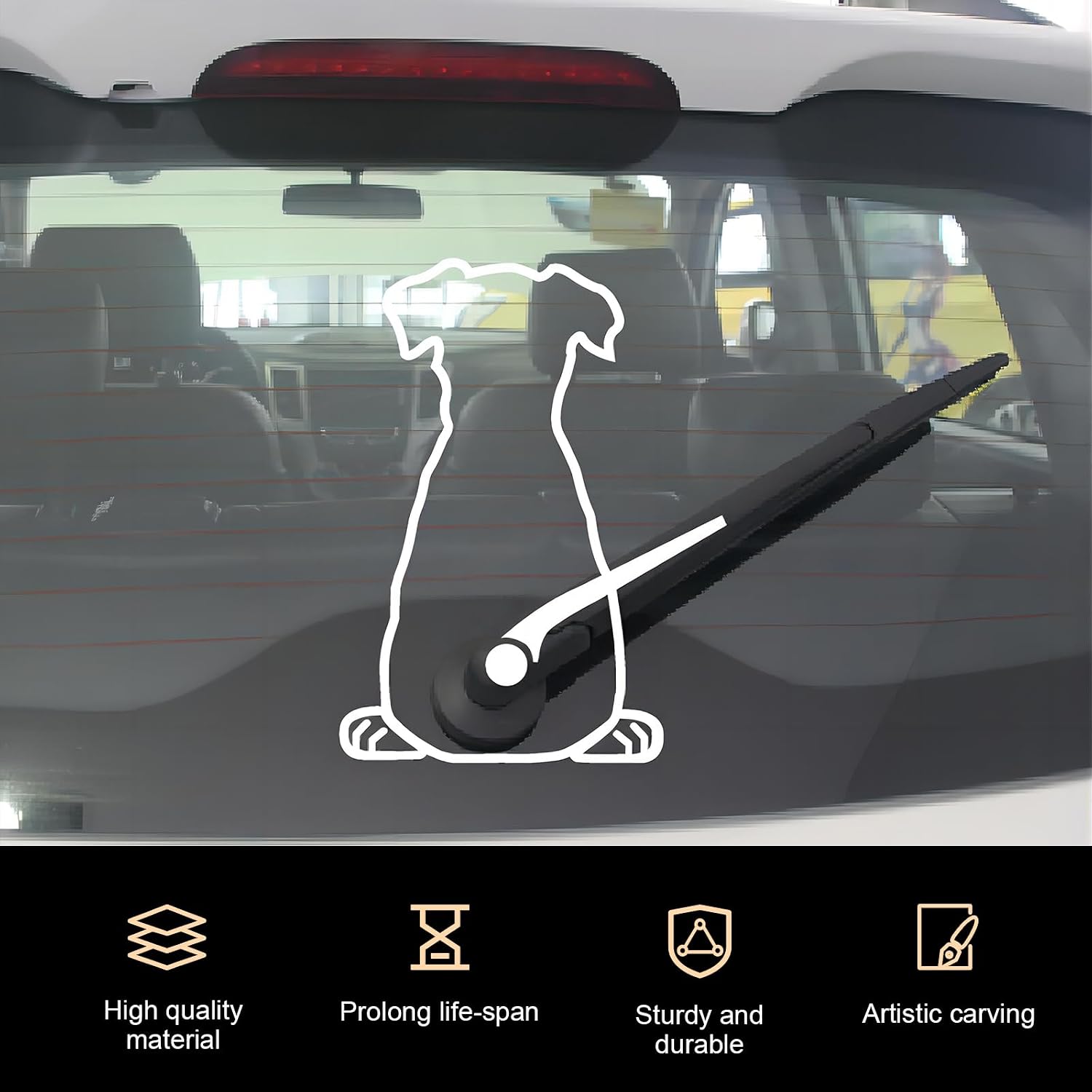 Cute Dog Wagging Tail Car Rear Wiper Windshield Decal, Waterproof Vinyl Cartoon Funny Dog Moving Tail Sticker for Car Rear Wipers Windshield Window Decoration (B)
