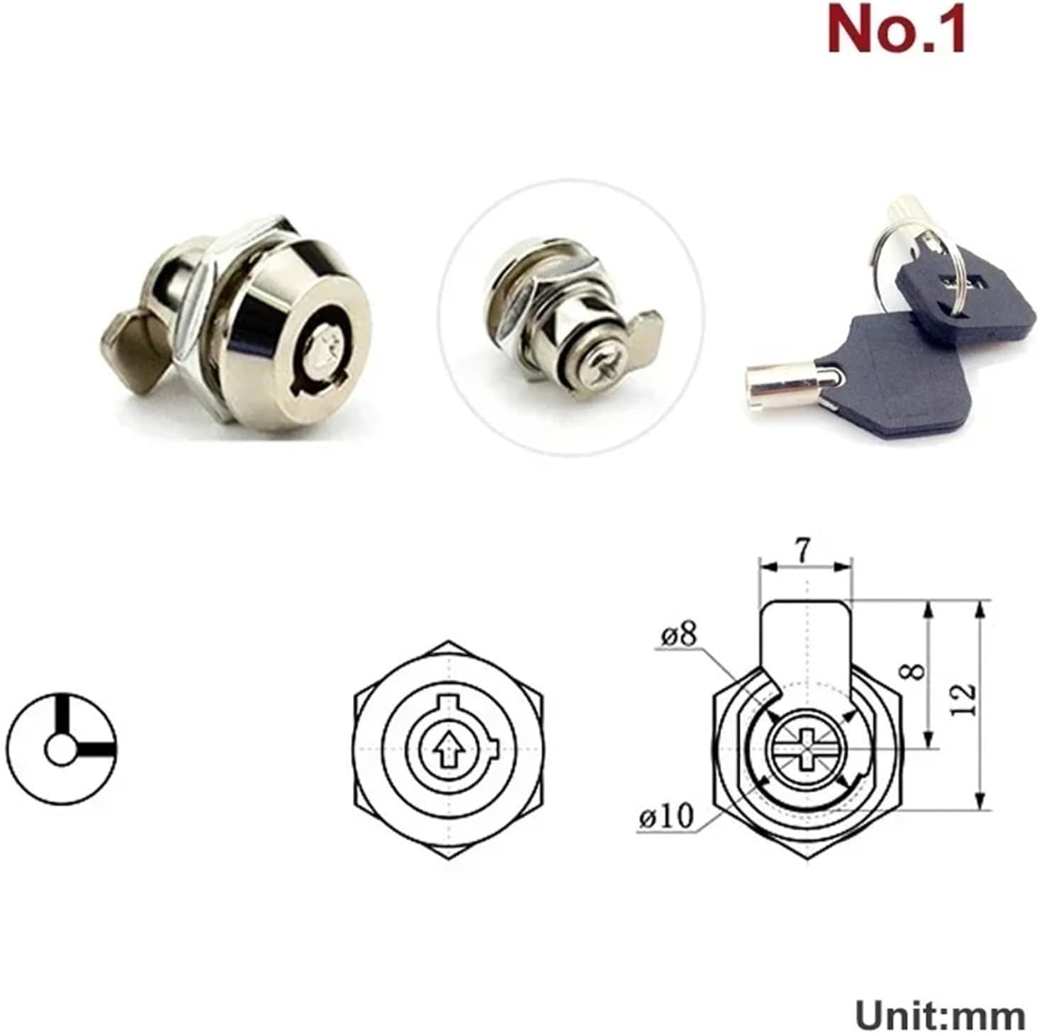 Mini Cabinet Tubular Cam Lock for ATM Cash Box Printer Show Case Light-Box Attendance Machine Hardware MX09 G1 1Pcs(NO.1)