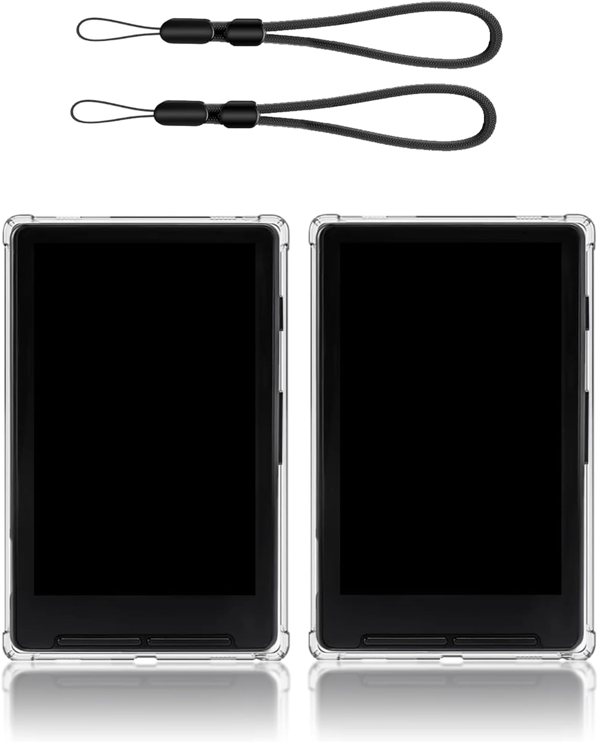 Pacote com 2 capas compatíveis com XTEINK X4 E-Reader de 4,3 polegadas – Capa protetora de TPU transparente com cordão, airbag de quatro cantos, à prova de choque, fina, antiarranhões, resistente a
