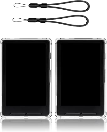 2-Pack Case Compatible with XTEINK X4 4.3 Inch E-Reader Clear TPU Protective Cover with Lanyard, Four-Corner Airbag Shockproof, Slim Anti-Scratch, Drop-Resistant
