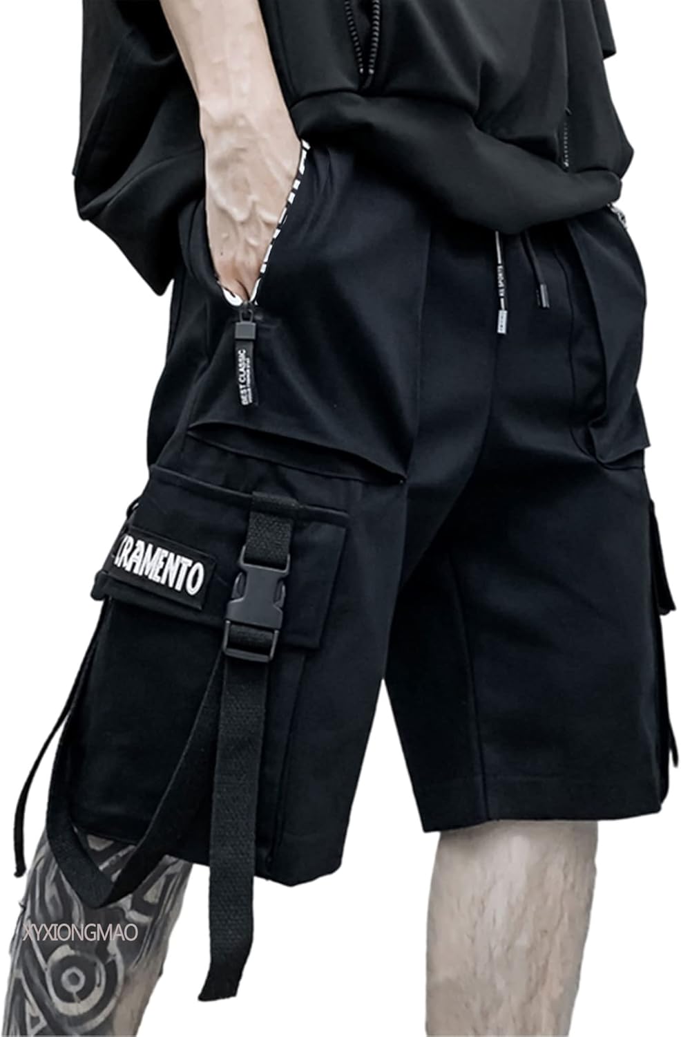 XYXIONGMAO Men's Joggers Techwear Black Hip Hop Cargo Shorts Streetwear Sweatpants Cargo Pants for Men - Amazon product rated Grade B