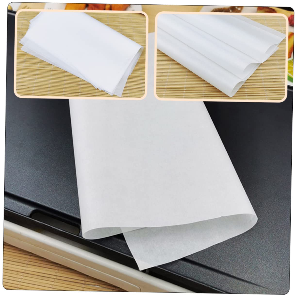 CONGARTENO 500Pcs Non Stick Kitchen Oil Absorbing Paper Pads for Fried Food Greaseproof Food Paper for Party for Hamburgers for Pizza and Snacks