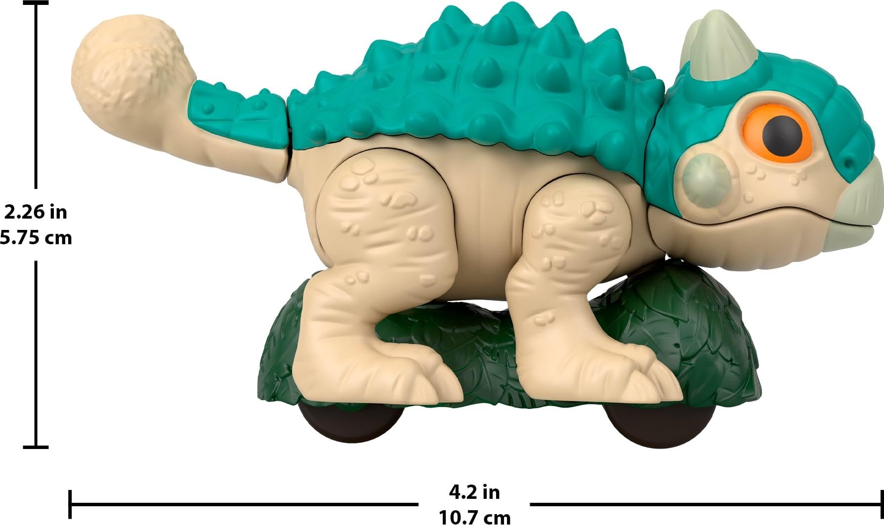 Fisher-Price Imaginext Jurassic World Dinosaur, Ankylosaurus Push-Toy with Rolling Wheels & Wiggling Motion, 5.5 Inches Tall - Image 2