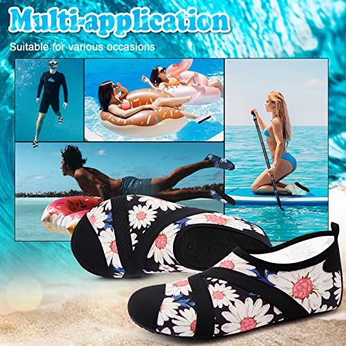 VIFUUR Womens Mens Water Shoes Barefoot Quick Dry Aqua Socks for Beach Swim Yoga Outdoor Sports Blackpink Daisy-36/37 — view 6