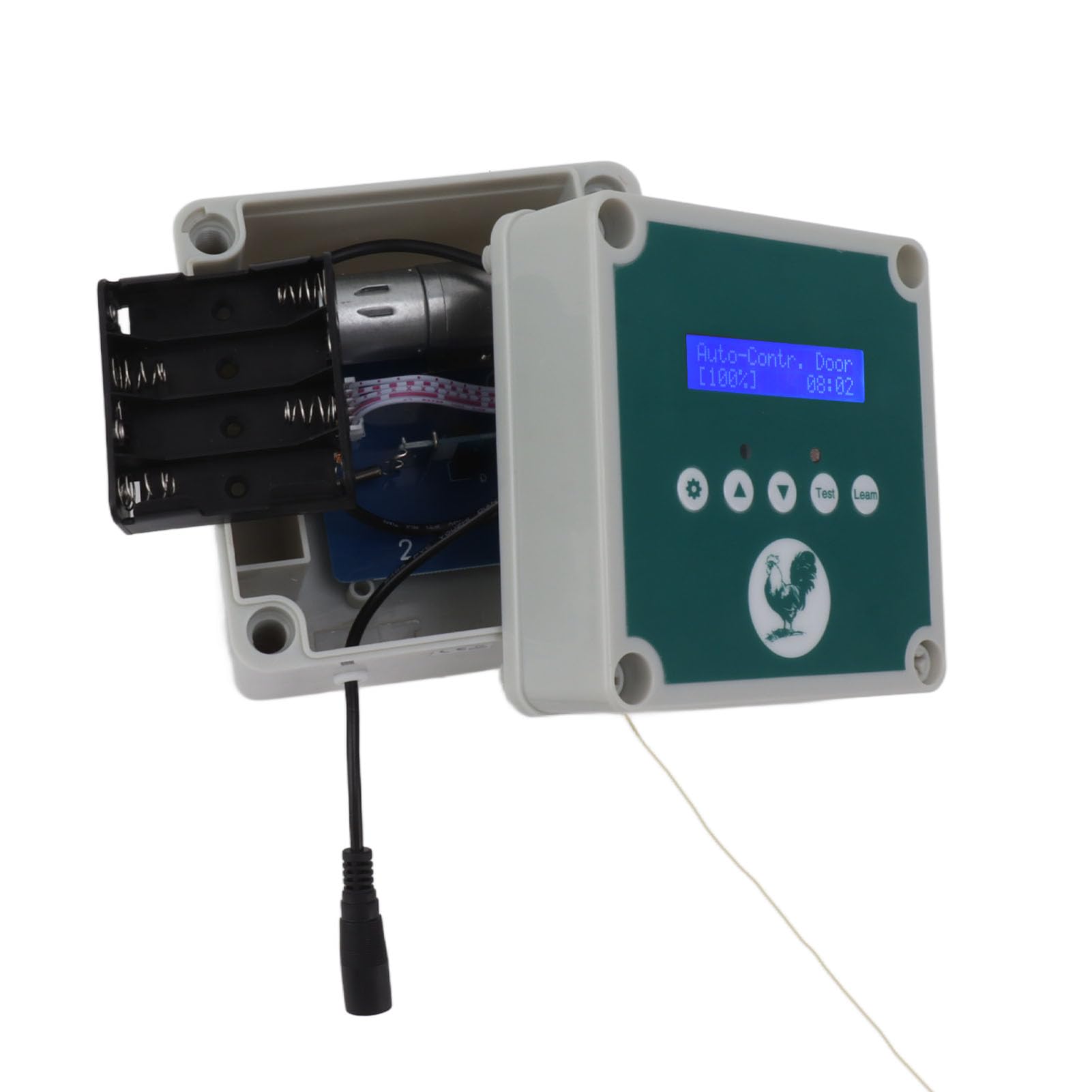 Controlador Automático de Puerta de Gallinero, Kit Eléctrico, Control Remoto con Pantalla LED, Protege Las Aves de Corral, Pato, Ganso (Enchufe de la UE)