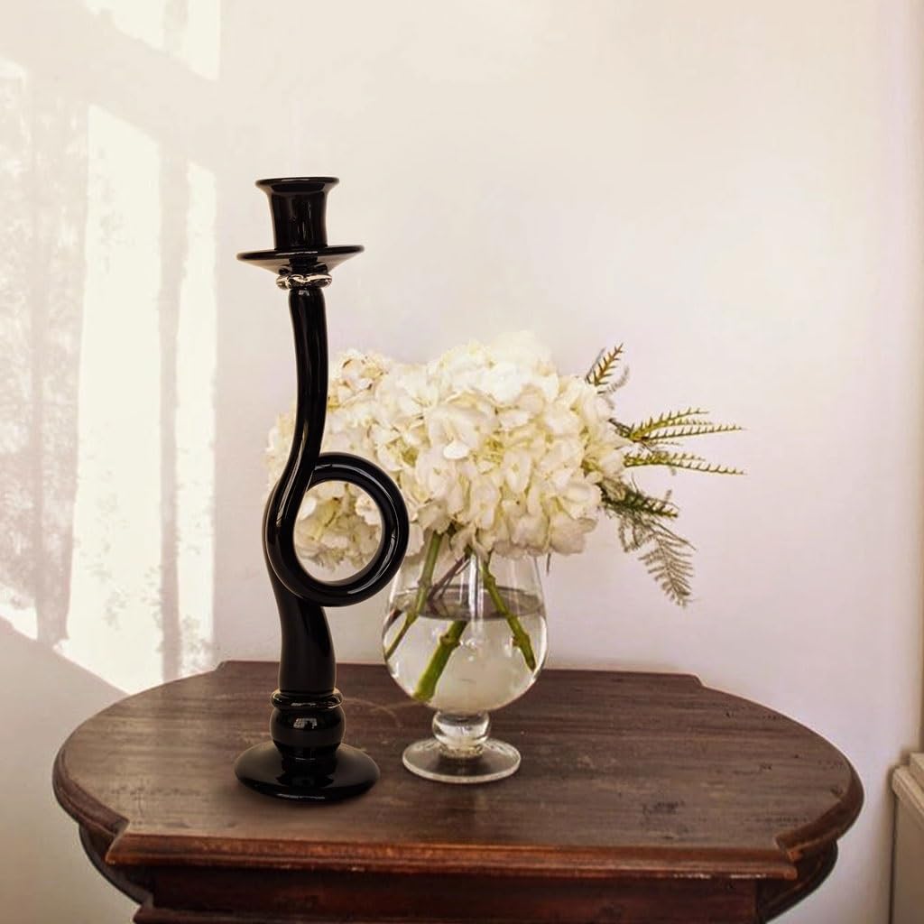 Portavelas nórdico de cristal negro para el hogar, arte creativo, decoración de candelabros
